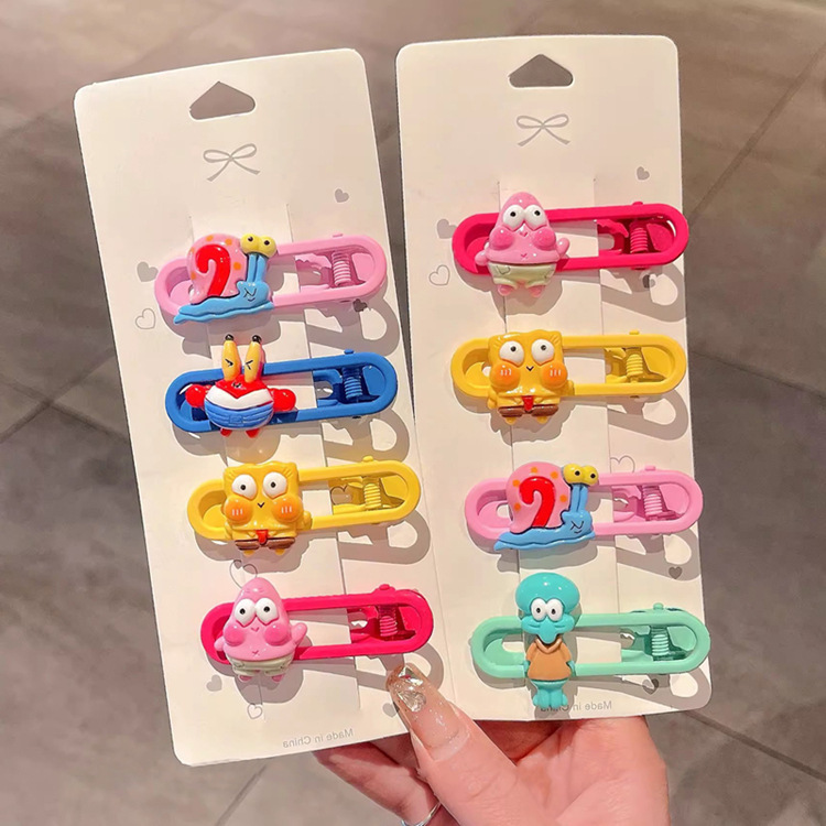 The side clips of the Douyin hairpin are cute and girlish. The side bangs clips of the SpongeBob hairpin are cartoon and anime duckbill clips full figure