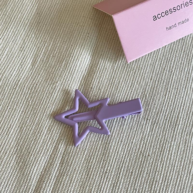 Candy-colored painted metal star hair clips, 2025 new style bangs clips, dopamine hair clips, side clips, duckbill clips Specification drawing