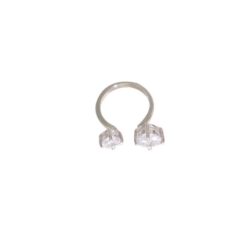 ins High-end, light luxury, super sparkling zircon open ring, feminine, goddess-like, simple, asymmetrical, versatile food ring Item Picture