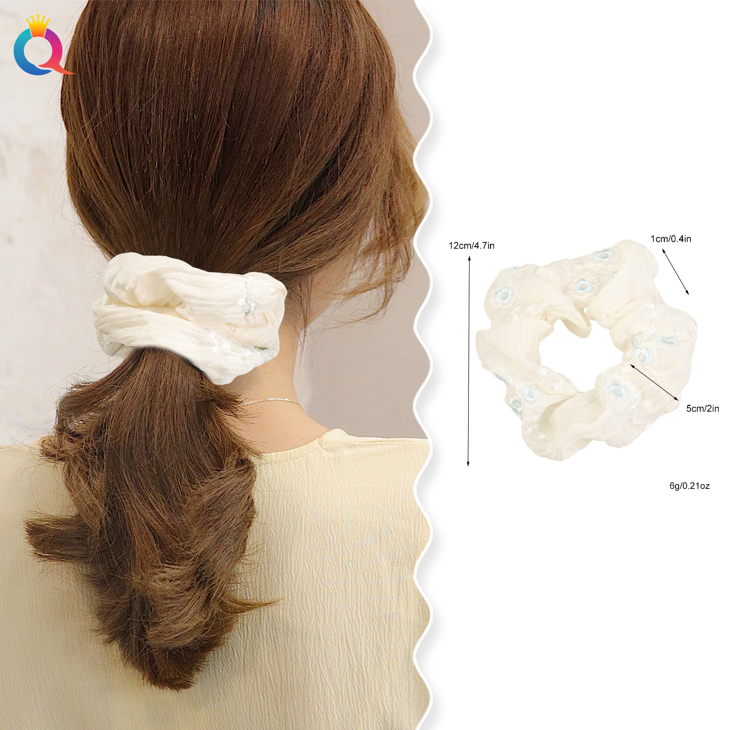 Qiyue Lace Flower Large Intestine Hair Band, high-elasticity large intestine hair band, high-end hair tie, wholesale hair tie details Picture