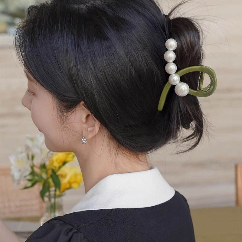 French-style pearl hair clips, high-end women's hair accessories, back head updo hair clips, new simple shark clip hair clips full figure