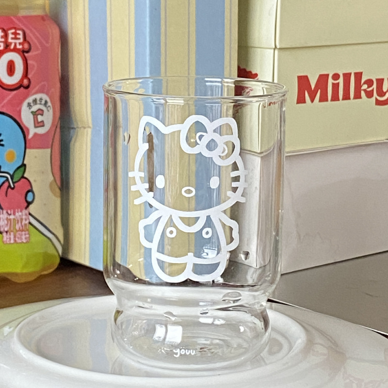 ins high-transparency cartoon kt cat glass cup, cute high borosilicate water cup, girlish milk breakfast cup, coffee cup Application Scenario