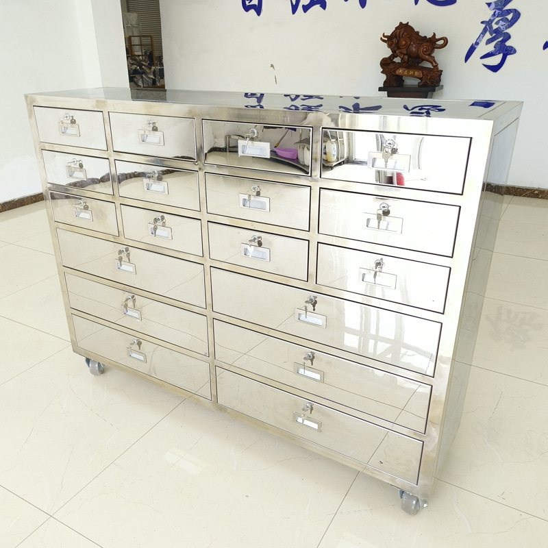 304 stainless steel drawer trolley, document trolley, mobile storage cabinet, document cabinet, multi-compartment lockable storage Application Scenario