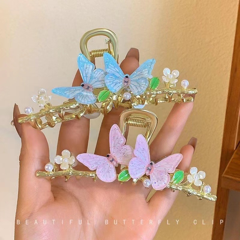 2023 Summer New Style updo hairpin New Women's Hairpin Large Summer high-end Elegant Sweet butterfly Shark clip Application Scenario