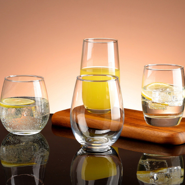 Thickened household water cups, glass cups, milk water cups, beverage cups, high-temperature resistant transparent glass large-bellied cups full figure
