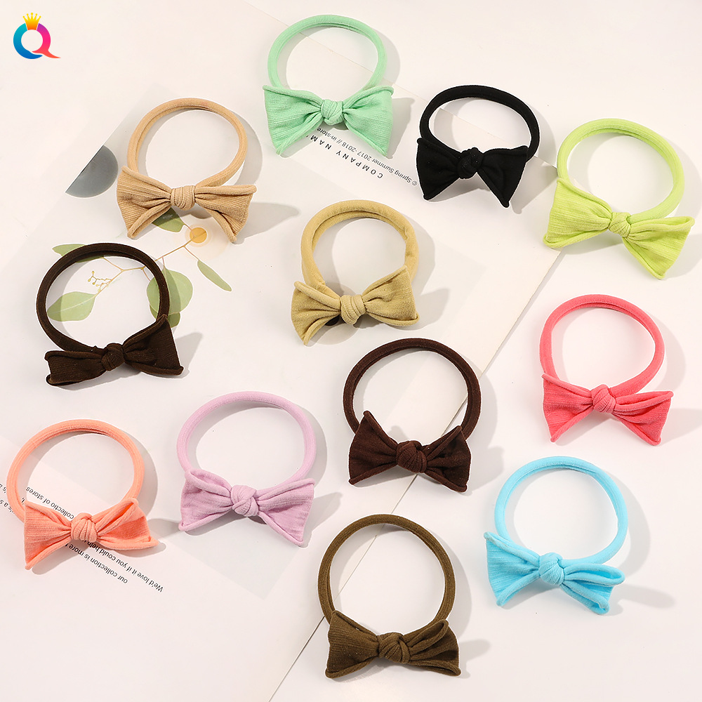 Qiyue Japanese and Korean popular candy-colored hair tie basic style bow seamless hair band simple ponytail rubber band full figure