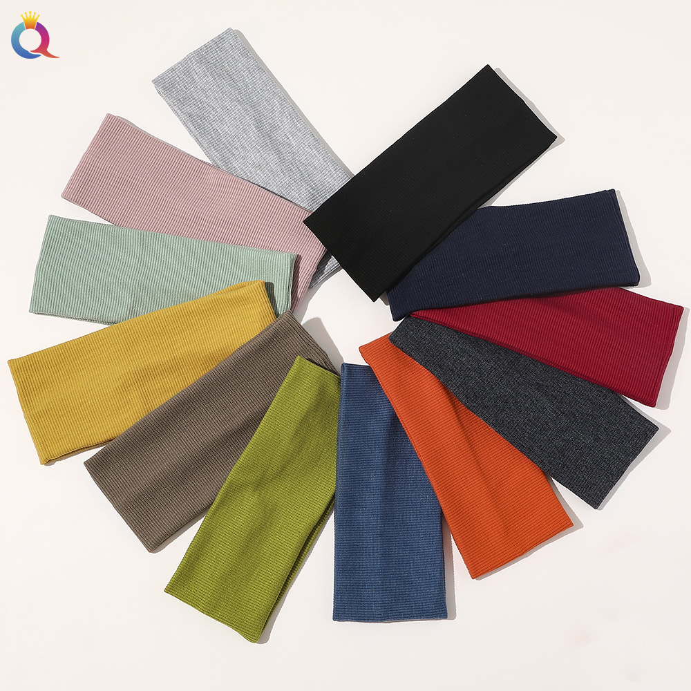 Qiyue Cross-border's new knitted hair band, a popular yoga headband for women in Europe and America, features a threaded cotton sweat-absorbing and breathable hair tie full figure