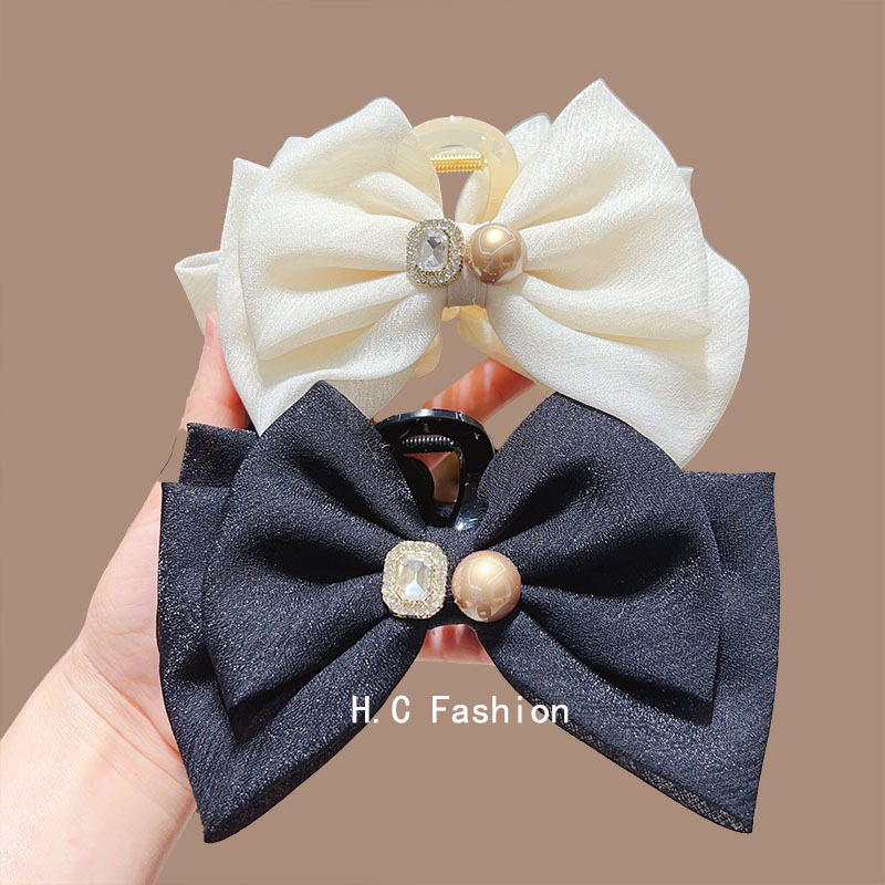 A new large-sized, elegant and stylish bow clip, a high-end organza hair clip for the back of the head Specification drawing