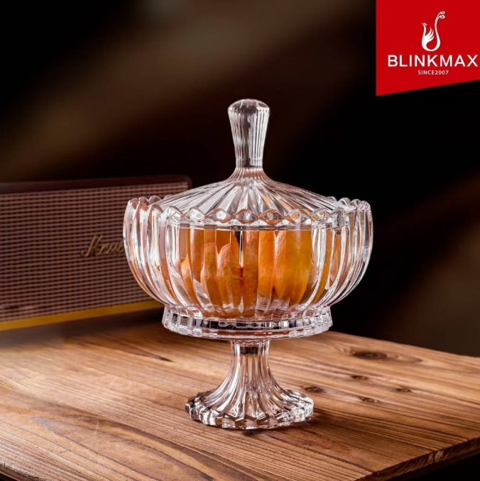 Lizun Creative Crystal Wedding Sugar Jar, decorative jar, glass storage box, pastry jar, glass fruit bowl and fruit plate with lid full figure