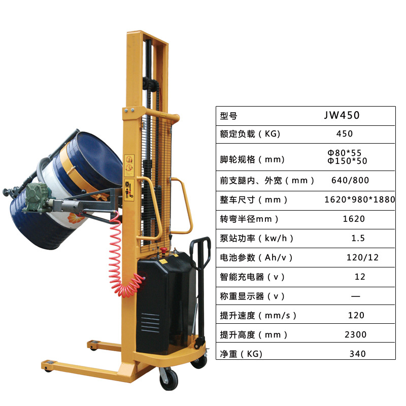 Youcheng forklift electric oil drum lifting and unloading vehicle, round drum hydraulic loading and unloading vehicle, iron drum and plastic drum handling vehicle weighing undefined