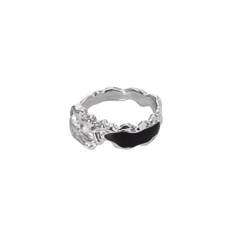 Dark style individual fashion black drip glaze open ring for women on Instagram, cold style individual niche high-end ring Item Picture