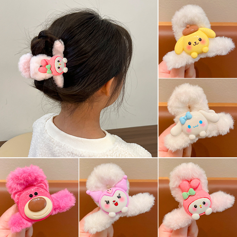 Children's plush claw, girl's hair accessory, cartoon cinnamon dog hair clip, new back head updo, girl's shark clip full figure