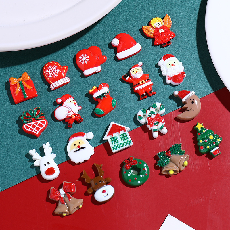 DIY Christmas accessories: Resin patch lucky bags, Santa Claus, Christmas tree, snowman, reindeer, socks, gloves and small accessories full figure