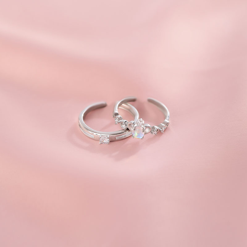 Moonstone niche design ins cold style crown open ring, feminine, trendy, individual and high-end ring Specification drawing