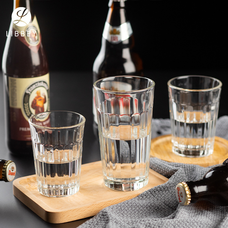 Libby Creative straight striped glass cups, striped juice cups, beverage cups, iced spirits cups, beer mugs, water cups full figure