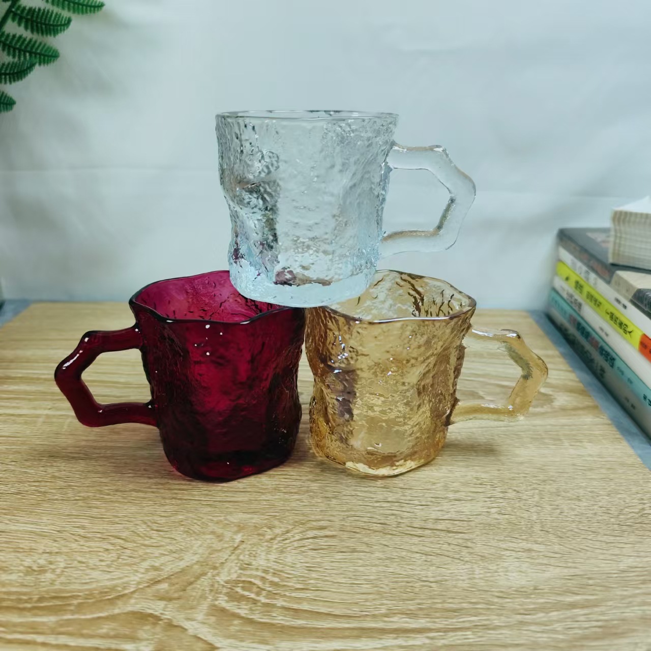 Ins-style rose red ribbon glacier glass cup, high appearance level, household beverage water cup, coffee cup, cold drink cup, milk cup full figure