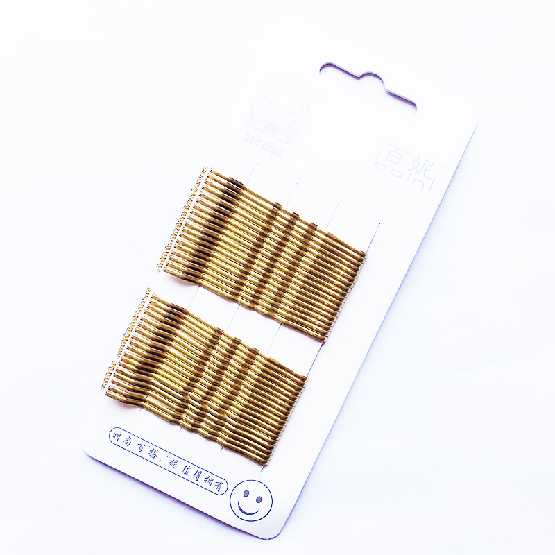 Qiyue Korean Golden Straight Clip Photo Studio Japanese Steel Wire Hairpin Bangs wavy Hairpin Hair Accessory A34 Item Picture