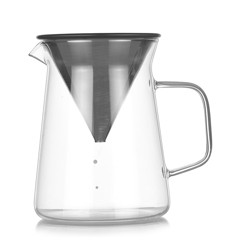 Wholesale of heat-resistant coffee POTS, high borosilicate glass coffee sets, cross-border cold brew POTS with filters, and hand-brewed coffee POTS Item Picture