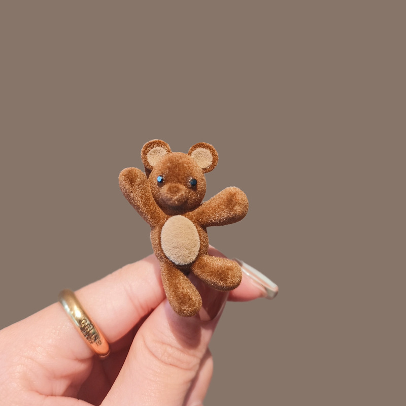 Cute waving little bear side clip, exquisite and small flocked hair clip, bangs side broken hair clip, duckbill clip, one-line clip headwear Specification drawing