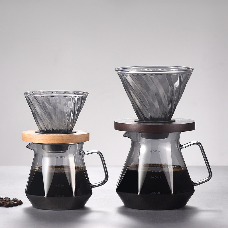 Cross-border hand-brewed coffee pot, glass sharing pot, household heat-resistant glass coffee pot with filter coffee set details Picture