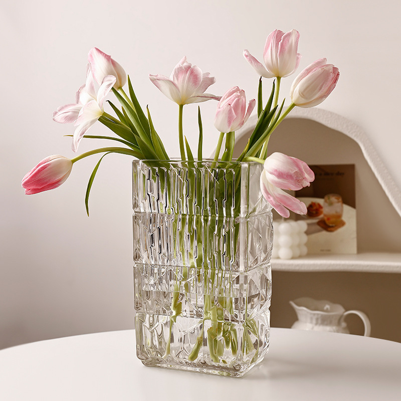 High-end, light luxury, high-end crystal vase, transparent glass, hydroponic fresh flowers, ins style flower arrangement, living room dining table decoration Specification drawing