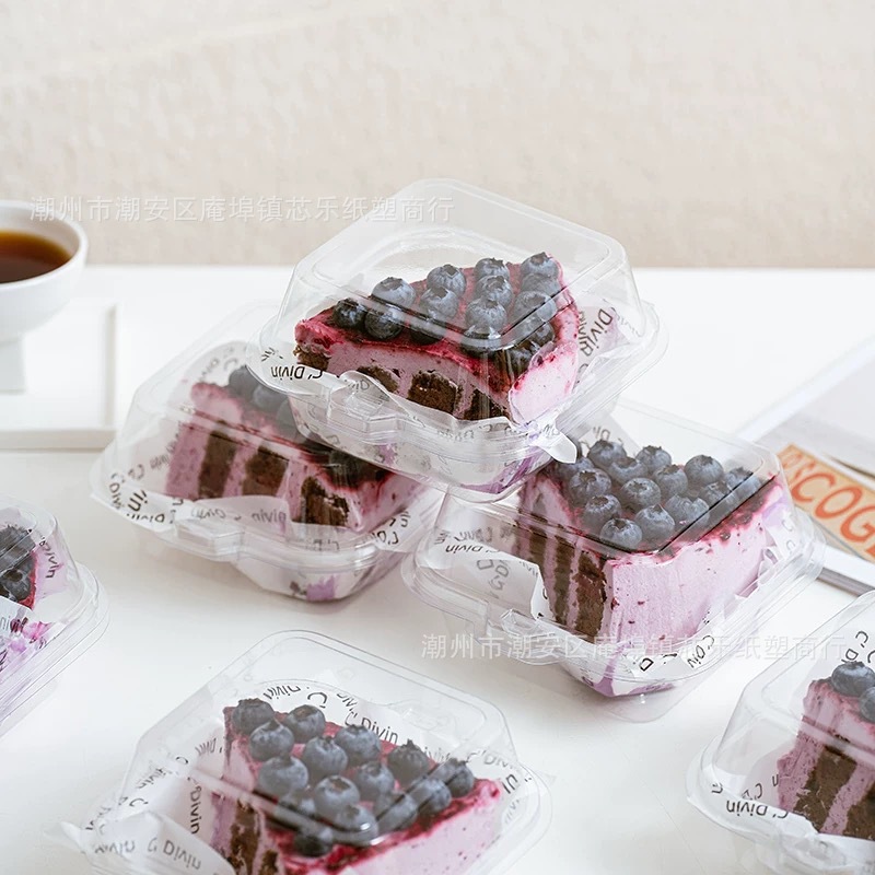 Cake packaging box, cubed packaging box, tiramisu packing box, internet-famous transparent dessert portioning, baking bento box details Picture