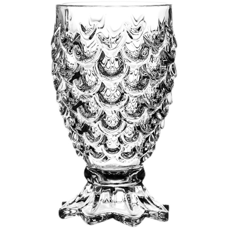 Ins-style internet-famous beauty fishtail glass cup, embossed cup, creative mermaid cup, juice cup, milkshake cup, engraved cup Item Picture