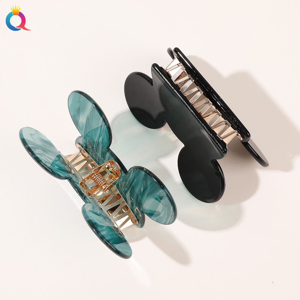 Qiyue Cross-border Acrylic Cartoon Mickey Hair clips, fashionable back head updo hair clips, shark clips, hair accessories wholesale Specification drawing