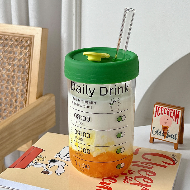 Bolimei Dopamine InS-style glass straw Cup, Girl's Heart Water Cup, student drinking cup, Glass cup wholesale Application Scenario