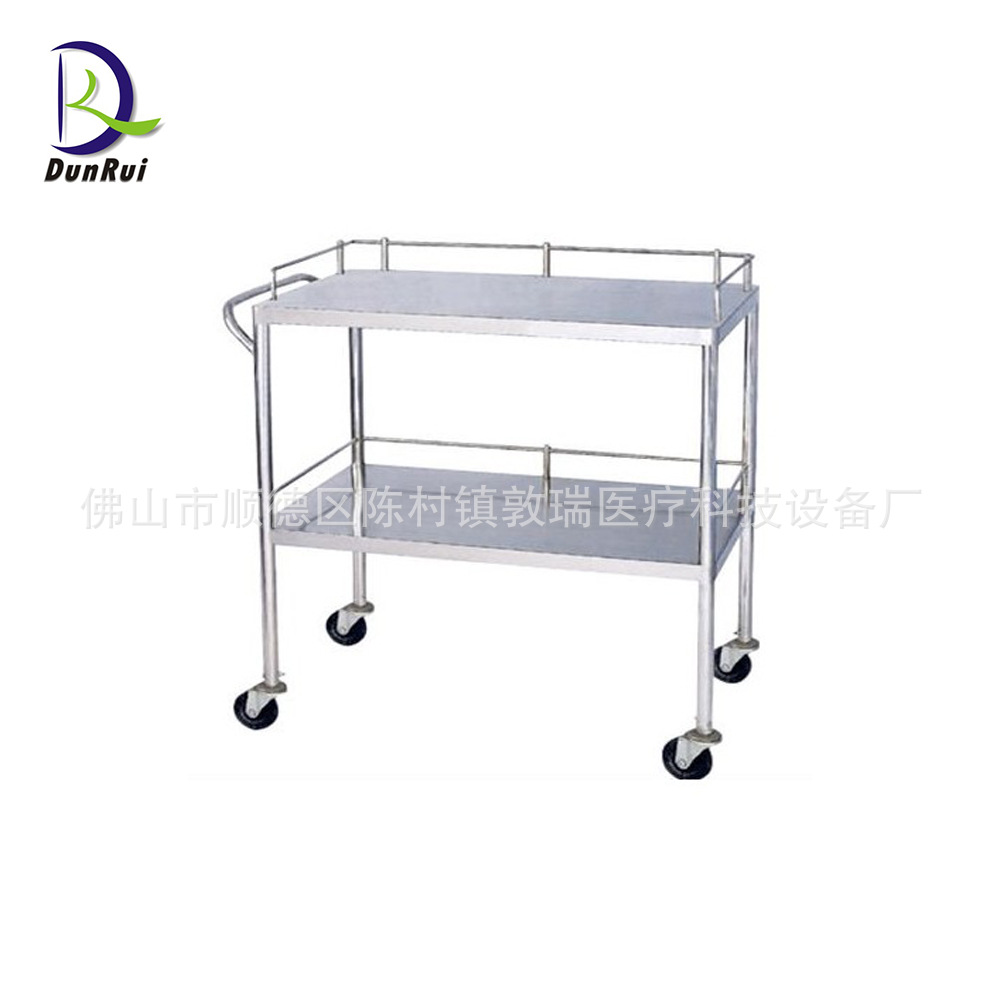 Factory direct sales of medical double-layer trolleys, high-quality medical device trolleys, laboratory tool trolleys, corrosion-resistant and easy to use full figure