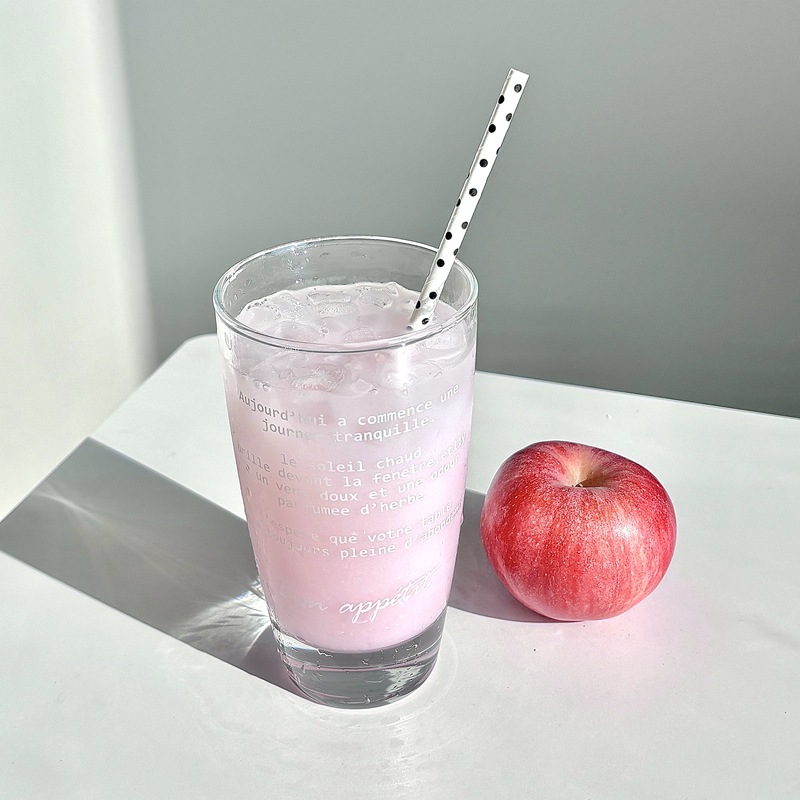 Ins-style large-capacity glass cups, simple letter juice cups, milk cups, coffee cups, breakfast cups details Picture