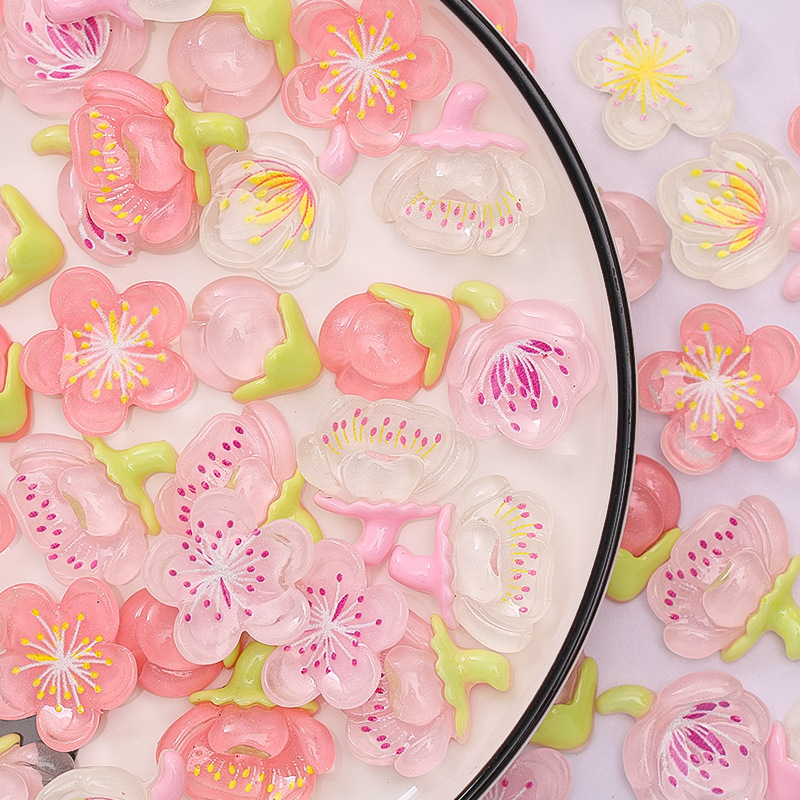 Resin accessories, cherry blossom flower children's hair clips, DIY materials, cream glue accessories, headwear and hair accessory wholesale Application Scenario