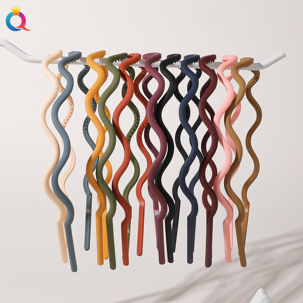 Qiyue Korean-style matte hair band, simple and elegant headband, anti-slip with teeth, wavy, versatile, solid color hair tie and hair accessory full figure