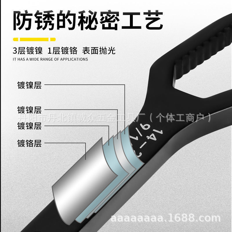 Ultra-hard steel wrench, small multi-functional double-head self-tightening universal 8-24, factory direct supply for fastening Specification drawing