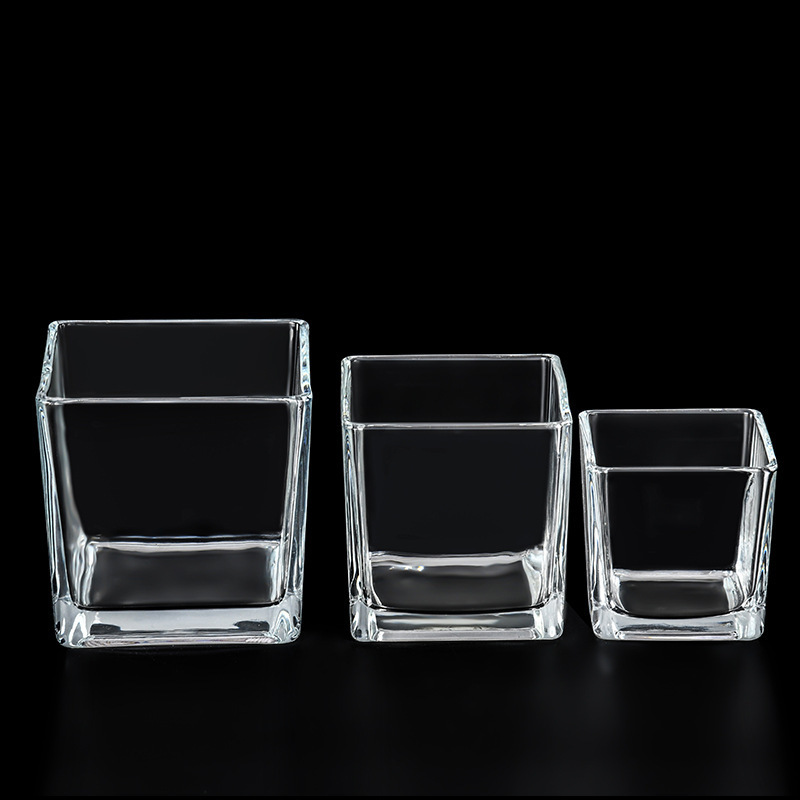 Wholesale square glass vases, pothos hydroponic flowerpots, square jars, scented wax cups, succulent turtle fish tanks, thickened details Picture