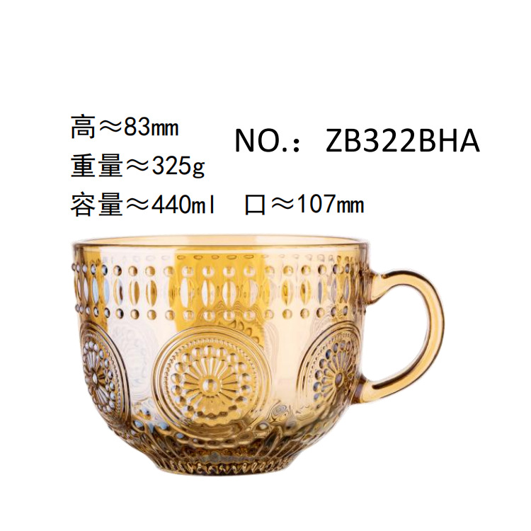 Green apple creative relief engraved household breakfast cup, glass coffee cup, milk tea cup, oat cup, milk cup Application Scenario