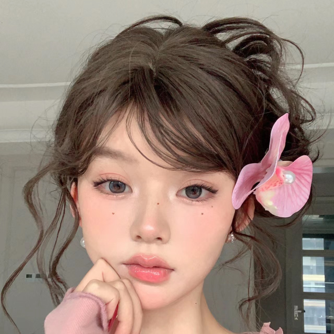 Wear flowers for this life ~ Phalaenopsis hairpin, French super fairy pearl hairpin, high-end flower hair accessory, forest-style duckbill hairpin details Picture