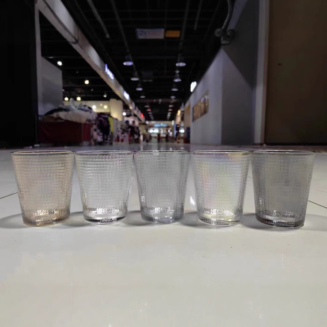 Star-rated restaurant hotel rooms business Luo Pai tea cups, hammered eye pattern round dazzling colorful glass cups, wine cups Specification drawing