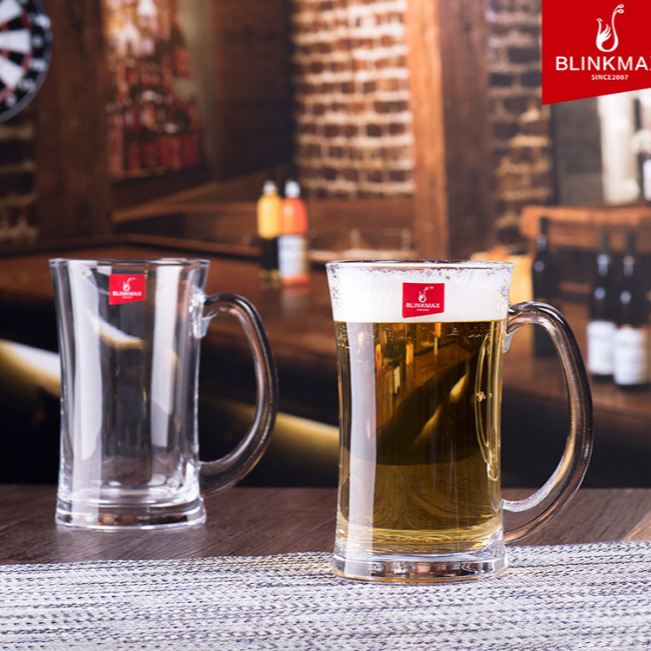 Lizun Beer handle cup, transparent gift glass water cup, bar juice drink cup, large capacity full figure