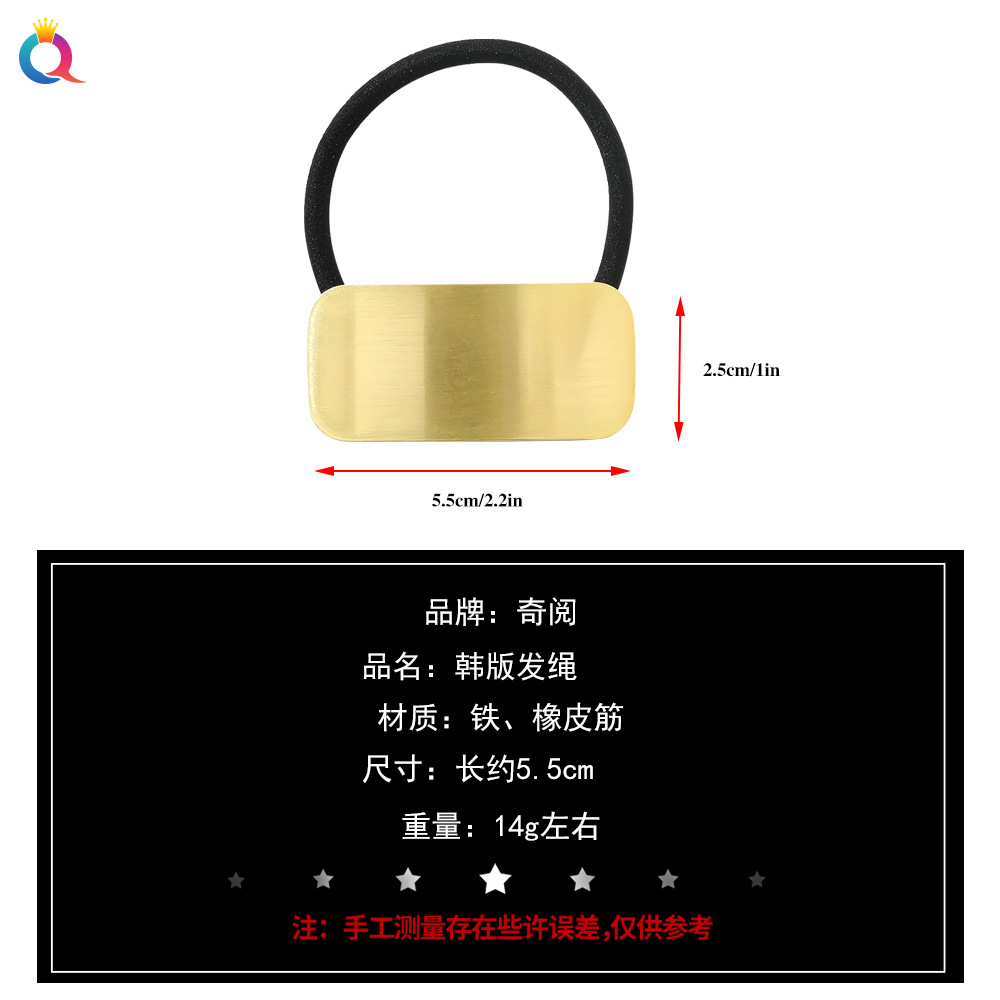 Qiyue Korean version cold style geometric metal cutout hair band, square rubber band, circle V-shaped hair tie, hair accessory Application Scenario