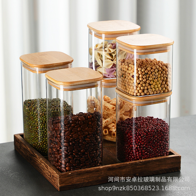 Glass storage tank, pearl cotton set, kitchen condiments, grains, tea, dried fruits storage, high borosilicate sealed tank Application Scenario