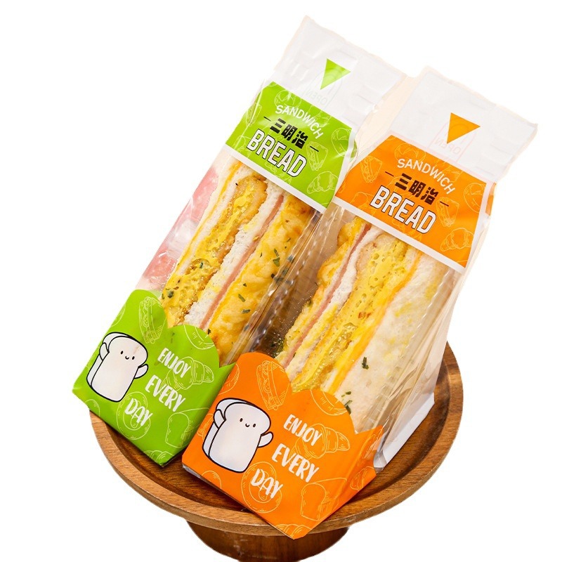 Easy-tear sandwich packaging bags, sandwich bags, transparent baking triangular cake and bread disposable packaging bags Item Picture