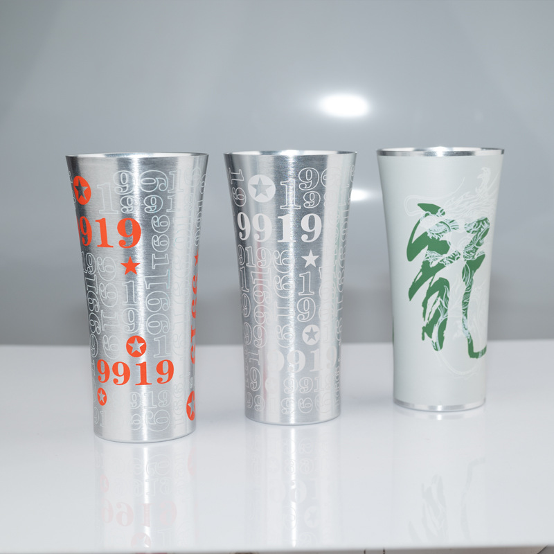 Cold-tempered aluminum beer mugs, metal cups, internet-famous color-changing aluminum cups, outdoor camping, family parties, gatherings, cold drink cups full figure