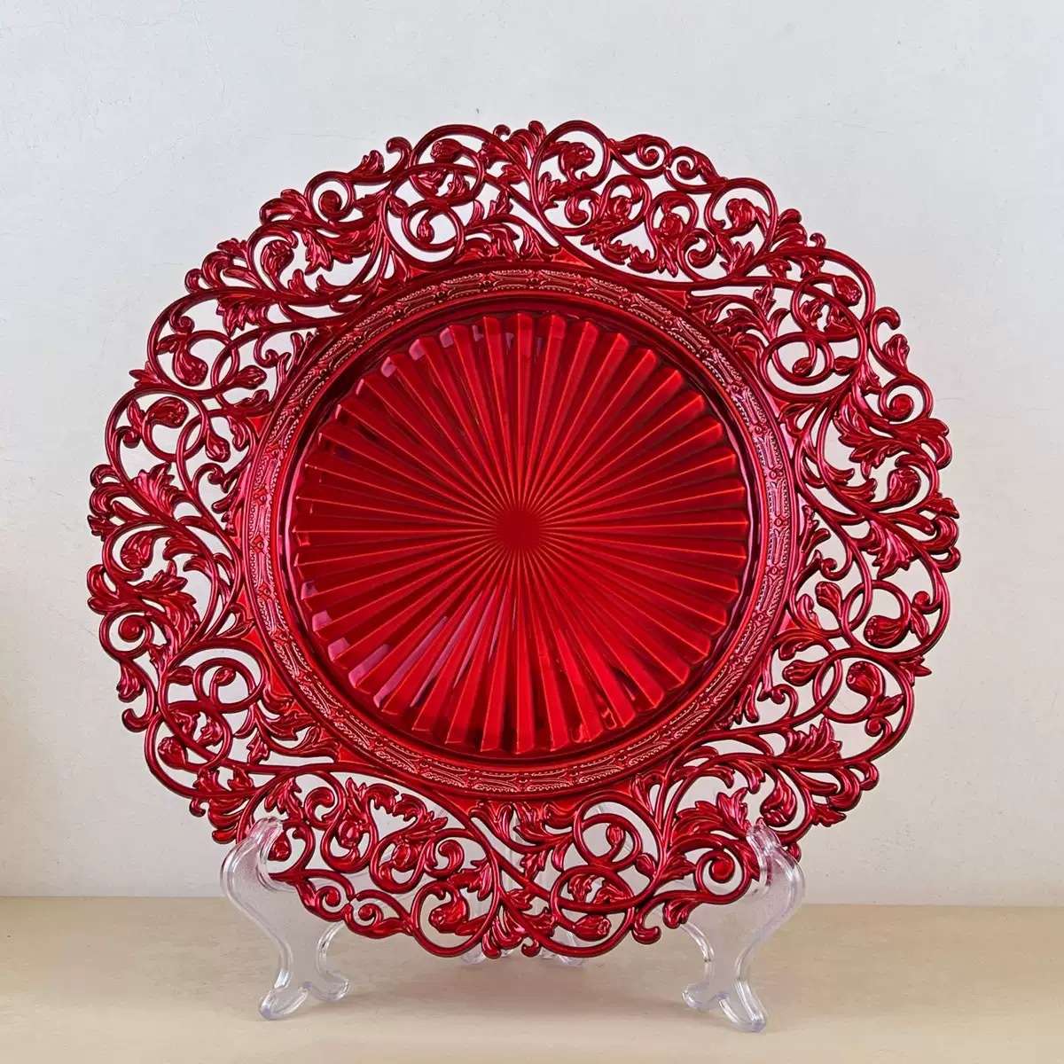 塑料盘子圣诞盘子婚庆用品碟子金色银色盘子厂家直销定制塑料制品细节图