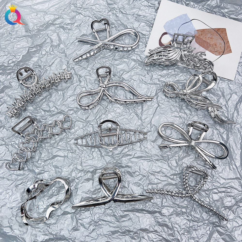 Qiyue Cross-border Metal hair clips, high-end shark clips, women's back head updo hair clips, hair accessories and head accessories wholesale Specification drawing