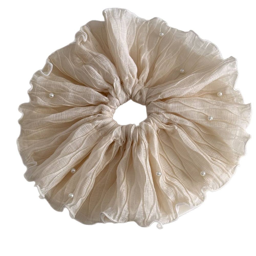 Korean version super fairy mesh pleated pearl oversized large intestine hair band 2025 new style hair tie headband, high-end hair accessory Item Picture