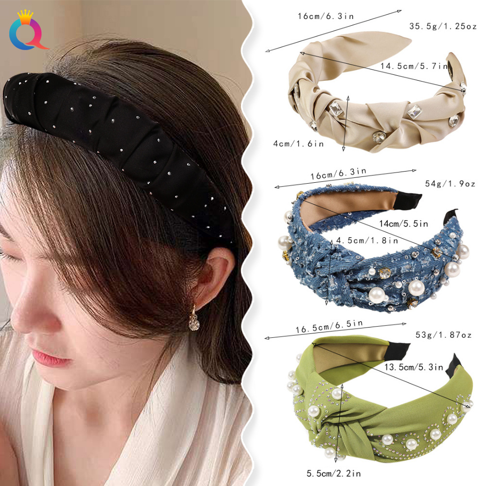Qiyue Premium hair bands, high skull top water diamond headbands, high-end face-washing hair holes, high-end and elegant hair clips and hair accessories wholesale details Picture