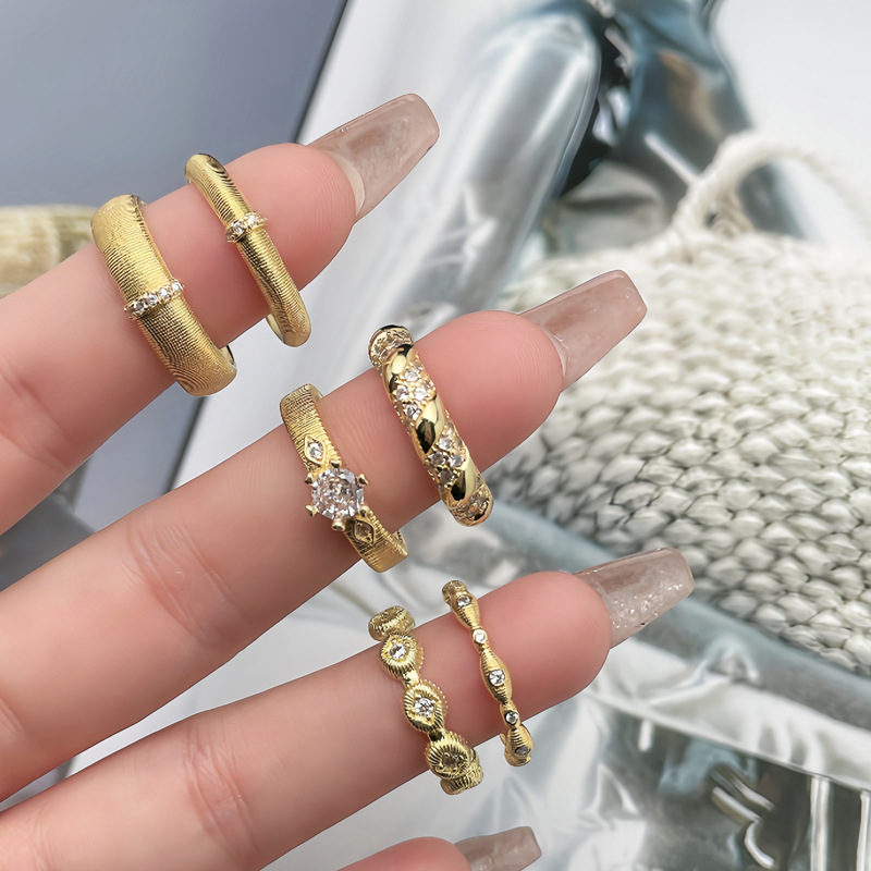 The retro brushed open-top ring with a mid-style high-end feel is a niche, light luxury, fashionable, individual and exquisite layering ring trend for women details Picture