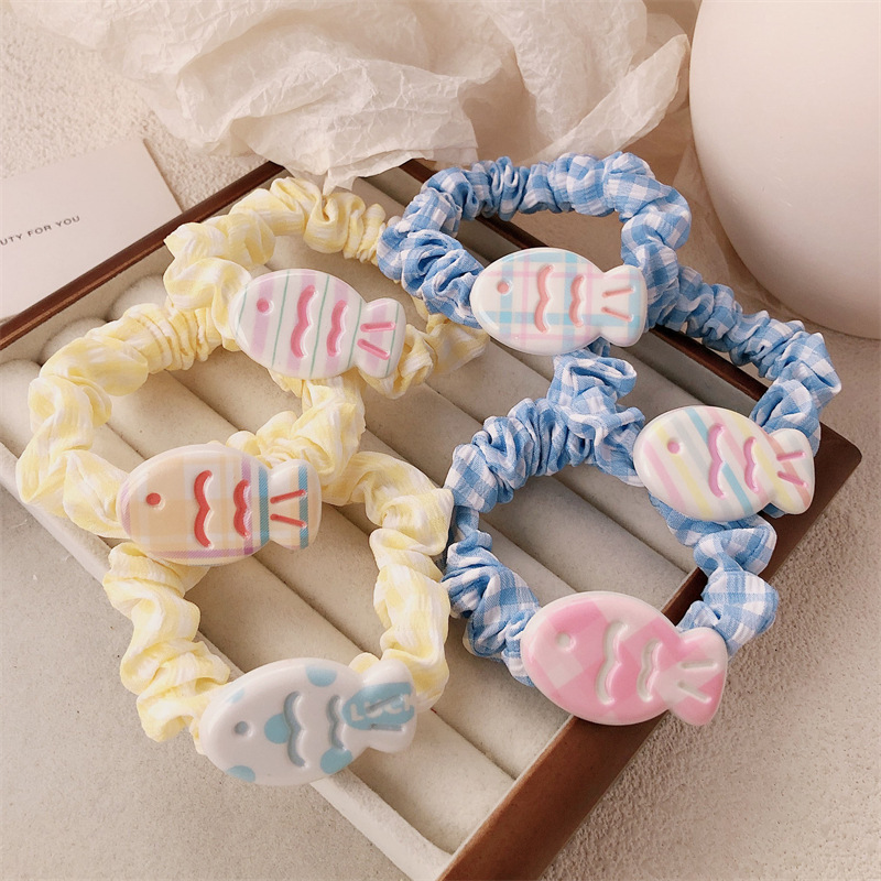 Cute little fish small intestine hair tie, children and students, hair band, hair tie, girls' double ponytail hair tie, hair accessory, headwear, hair tie Specification drawing