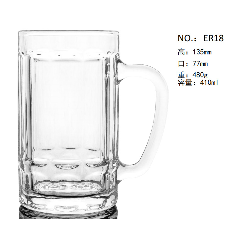 Green apple tempered handle cup, heat-resistant glass cup, beer mug with handle, beverage cup, household brushing cup, water cup full figure